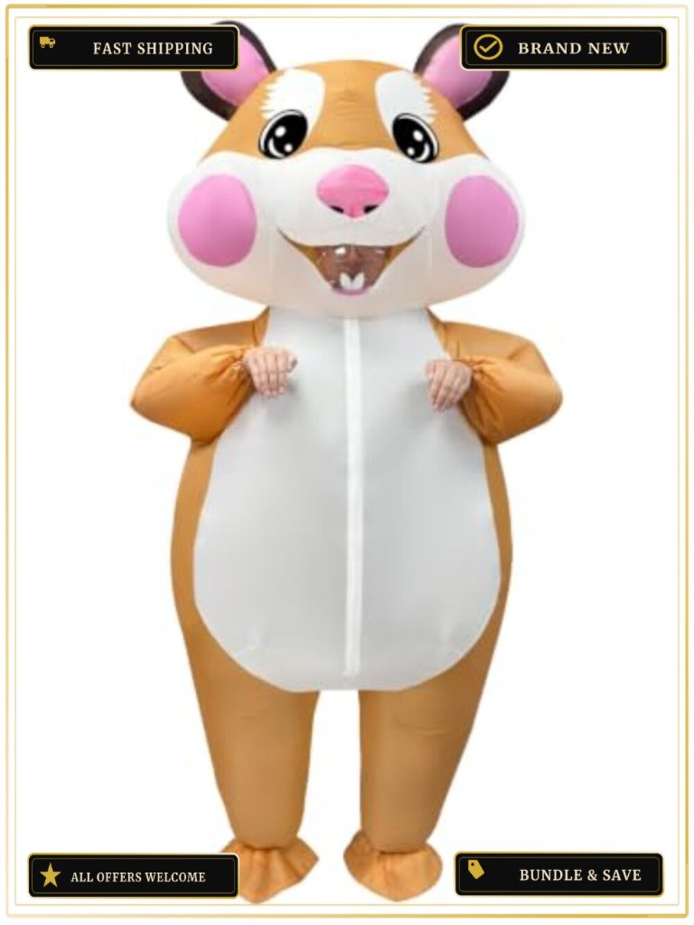 Adult Inflatable Hamster Costume Blow Up Funny Halloween Cosplay Party